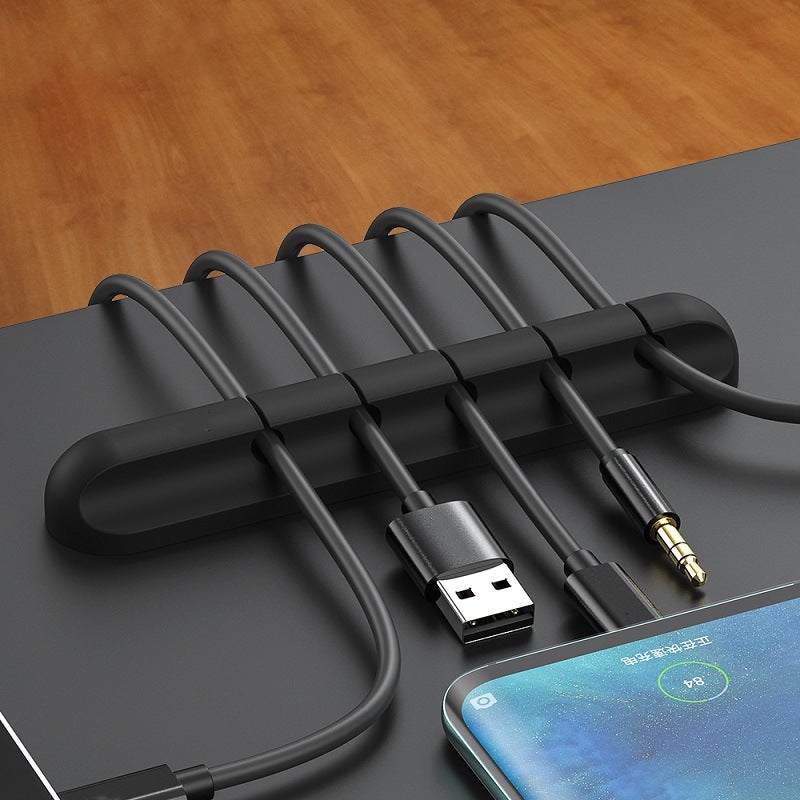 Desktop Charging Data Cable Organizer Silicone Creative Gift Storage Cable Holder Car Self-Adhesive Cable Winder Cable Clip - Image 3